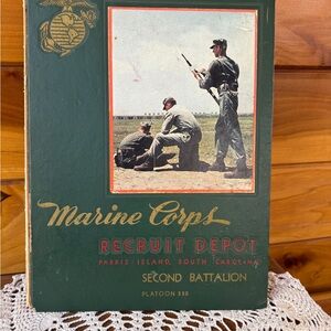 Marine Corps Recruit Depot Parris Island Vintage Book - Green & Gold